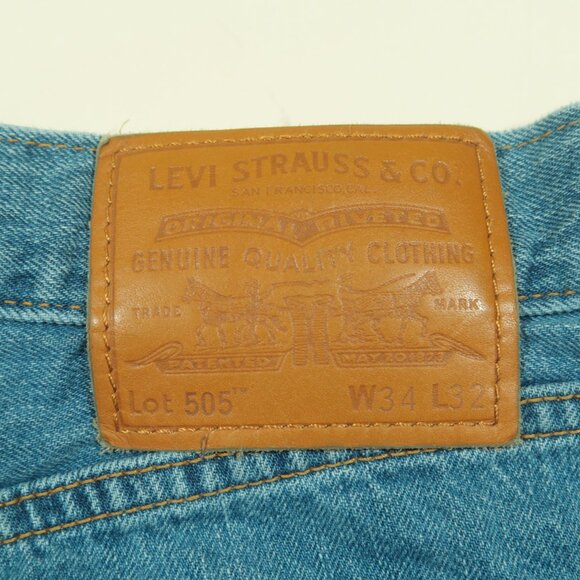 Levis 505 Selvedge Jeans Mens 34 Blue Straight Fit Premium Denim - Picture 6 of 8